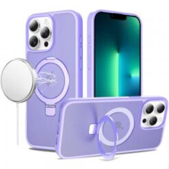 iPhone 13 Pro Magnetic Matching Ring Stand Full Rotation Matte Hybrid - Light Purple