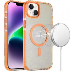 iPhone 13/14 Transparent Matching Color Magnetic Ring Hybrid - Cosmic Orange