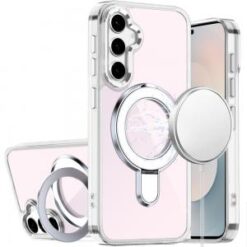 Samsung s26 CHROME HQ Rotational Magnetic Ring Hybrid - Clear