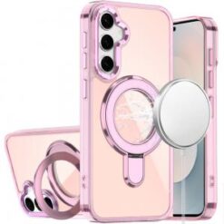 Samsung s26 CHROME HQ Rotational Magnetic Ring Hybrid - Light Pink