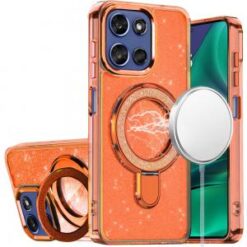 Moto G Stylus 5G 2026/2025 Transparent Glitter Rotaional Magnetic Ring Stand HQ Hybrid - Cosmic