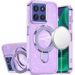 Moto G Stylus 5G 2026/2025 Transparent Glitter Rotaional Magnetic Ring Stand HQ Hybrid - Light P