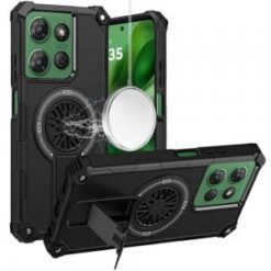 Moto G Power 2026/2025 CD Texture Design Magnetic Car Mount Friendly HQ Hybrid - Black