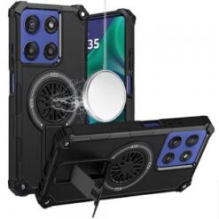 Moto G Stylus 5G 2026/2025 CD Texture Design Magnetic Car Mount Friendly HQ Hybrid - Black