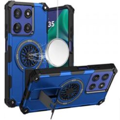 Moto G Stylus 5G 2026/2025 CD Texture Design Magnetic Car Mount Friendly HQ Hybrid - Blue