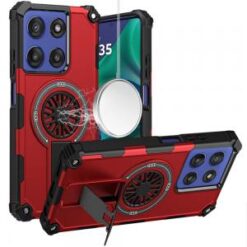 Moto G Stylus 5G 2026/2025 CD Texture Design Magnetic Car Mount Friendly HQ Hybrid - Red