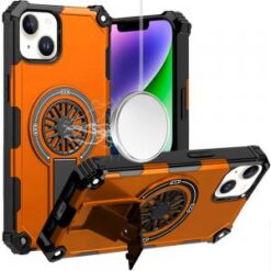 iPhone 13/14 CD Texture Design Magnetic Car Mount Friendly HQ Hybrid - Cosmic Orange