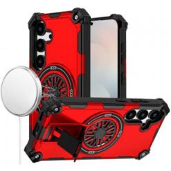 Samsung s26 CD Texture Design Magnetic Car Mount Friendly HQ Hybrid - Red