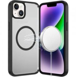 iPhone 13/14 Magnetic Ring HQ Transparent Thick 2.0mm Hybrid Case - Black