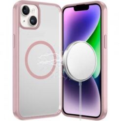 iPhone 13/14 Magnetic Ring HQ Transparent Thick 2.0mm Hybrid Case - Pink