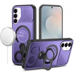 Samsung s26 Plus Car Mount with 2-Ring Stand Hybrid Case - Purple