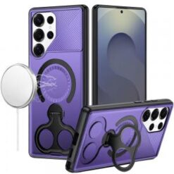 Samsung s26 Ultra Car Mount with 2-Ring Stand Hybrid Case - Purple