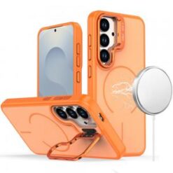 Samsung s26 Premium Matte Magnetic Metal Camera Stand Hybrid Case - Cosmic Orange