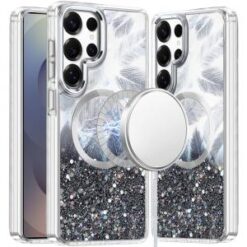 Samsung s26 Ultra Epoxy Glitter Shimmer [Magnetic Circle] Hybrid Case - Black
