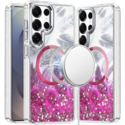 Samsung s26 Ultra Epoxy Glitter Shimmer [Magnetic Circle] Hybrid Case - Hot Pink