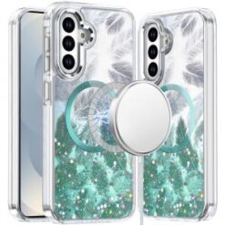 Samsung s26 Epoxy Glitter Shimmer [Magnetic Circle] Hybrid Case - Light Green