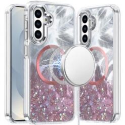 Samsung s26 Epoxy Glitter Shimmer [Magnetic Circle] Hybrid Case - Light Pink