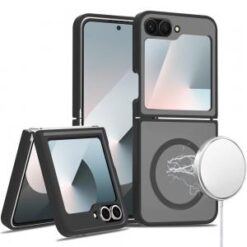 Samsung Z Flip 6/Z Flip 7 FE [Magnetic Circle] Smooth Safe Matte Feel Hybrid Case - Black