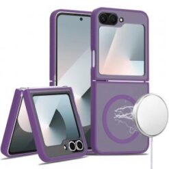 Samsung Z Flip 6/Z Flip 7 FE [Magnetic Circle] Smooth Safe Matte Feel Hybrid Case - Dark Purple