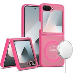 Samsung Z Flip 6/Z Flip 7 FE [Magnetic Circle] Smooth Safe Matte Feel Hybrid Case - Hot Pink