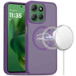 Moto G Power 2026/2025 [Magnetic Circle] Smooth Safe Matte Feel Hybrid Case - Dark Purple