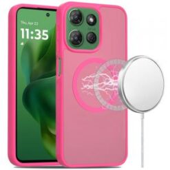 Moto G Power 2026/2025 [Magnetic Circle] Smooth Safe Matte Feel Hybrid Case - Hot Pink
