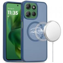 Moto G Power 2026/2025 [Magnetic Circle] Smooth Safe Matte Feel Hybrid Case - Navy Blue