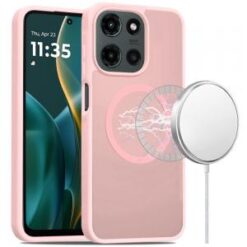 Moto G Stylus 5G 2026/2025 [Magnetic Circle] Smooth Safe Matte Feel Hybrid Case - Light Pink