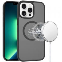 iPhone 13 Pro [Magnetic Circle] Smooth Safe Matte Feel Hybrid Case - Black