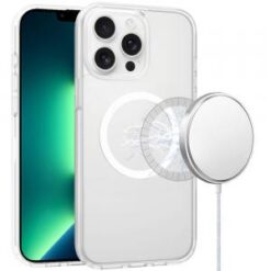 iPhone 13 Pro [Magnetic Circle] Smooth Safe Matte Feel Hybrid Case - Clear