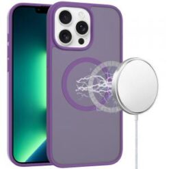 iPhone 13 Pro [Magnetic Circle] Smooth Safe Matte Feel Hybrid Case - Dark Purple