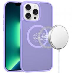 iPhone 13 Pro [Magnetic Circle] Smooth Safe Matte Feel Hybrid Case - Light Purple