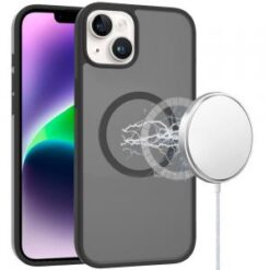 iPhone 13/14 [Magnetic Circle] Smooth Safe Matte Feel Hybrid Case - Black
