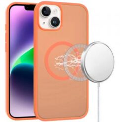 iPhone 13/14 [Magnetic Circle] Smooth Safe Matte Feel Hybrid Case - Cosmic Orange