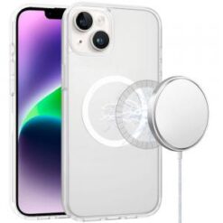 iPhone 13/14 [Magnetic Circle] Smooth Safe Matte Feel Hybrid Case - Clear