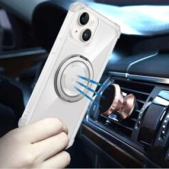 iPhone 13/14 Shield Magnetic Ring Transparent HQ 360 Degree Rotational Shockproof Case Cover - C