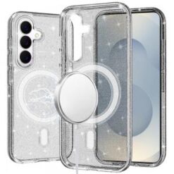 Samsung s26 Plus Glitter Ultra [Magnetic Circle] Thick 3mm Transparent Hybrid - Smoke