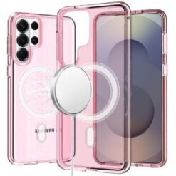 Samsung s26 Ultra Sturdy Ultra [Magnetic Circle] Thick 3mm Transparent Hybrid - Pink