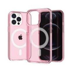 iPhone 13/14 Sturdy Ultra [Magnetic Circle] Thick 3mm Transparent Hybrid - Pink