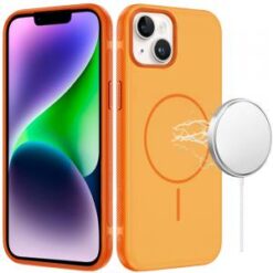 iPhone 13/14 Premium Edged Core Matte Thick Super Magnetic Hybrid Case - Cosmic Orange