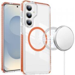 Samsung s26 Thick Transparent Colored Edged Magnetic Hybrid Case - Cosmic Orange