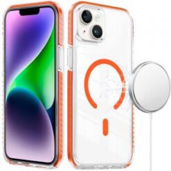 iPhone 13/14 Thick Transparent Colored Edged Magnetic Hybrid Case - Cosmic Orange