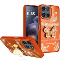 For Moto G 5G 2025/2026 / G PLAY 2026 Splendid Glitter Butterfly Design Stand with Metallic Edges Hy