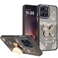 Moto G Power 5G 2026/2025 Splendid Glitter Butterfly Design Stand with Metallic Edges Hybrid Cas