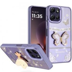 Moto G Power 5G 2026/2025 Splendid Glitter Butterfly Design Stand with Metallic Edges Hybrid Cas