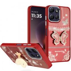 Moto G Power 5G 2026/2025 Splendid Glitter Butterfly Design Stand with Metallic Edges Hybrid Cas