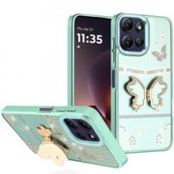 Moto G Power 5G 2026/2025 Splendid Glitter Butterfly Design Stand with Metallic Edges Hybrid Cas