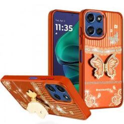 Moto G Stylus 5G 2026/2025 Splendid Glitter Butterfly Design Stand with Metallic Edges Hybrid Ca