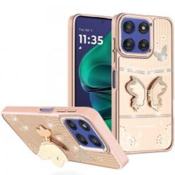 Moto G Stylus 5G 2026/2025 Splendid Glitter Butterfly Design Stand with Metallic Edges Hybrid Ca