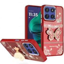 Moto G Stylus 5G 2026/2025 Splendid Glitter Butterfly Design Stand with Metallic Edges Hybrid Ca
